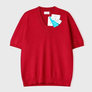 [리빌모아]남자 센느 하찌 브이넥 반팔 니트티 AT-KNH-Q007-레드