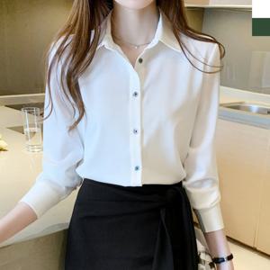 샵앤) 여성 베이직 카라넥 긴팔 블라우스 WDM-WBL-KPP8236