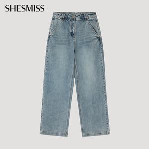 [쉬즈미스] 가먼트 다잉 와이드 데님 팬츠_SSMSLP32070_BL