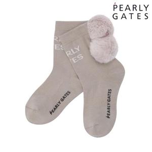 파리게이츠 (521E3SC003BG) 여성 탈착 폼폼 배색 로고 중목 양말