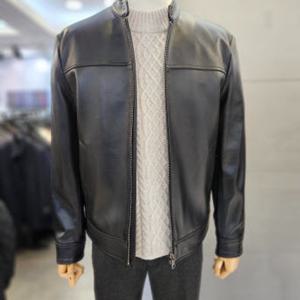 [바쏘]남자 블랙 가죽 차이나카라 블루종 점퍼 WSAFY3GU19A