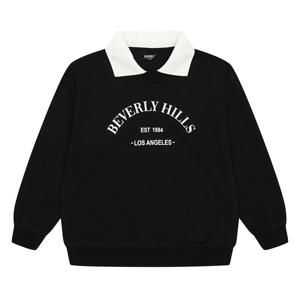 에꼴리에 남아 레터링 카라 맨투맨 티셔츠 23C5403_BK