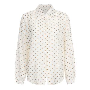 샵앤) 여성 카라넥 도트 긴팔 땡땡이 셔츠 블라우스 EGG-WBL-20770-브라운