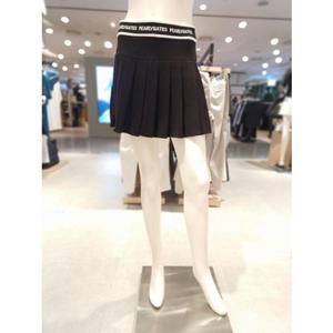 [파리게이츠] 25FW가을 여성 허리 자카드 밴드 플리츠 스커트 (521E3PC205BK)