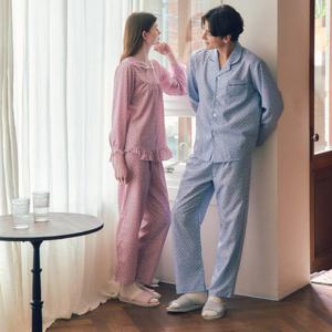 [비너스](커플잠옷) 부드러운 면80수 주자 클로버나염 커플잠옷 VPA4553WM