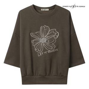 나인식스뉴욕  7부 소매 플라워 자수 맨투맨 티셔츠 (NP8TS003M0)