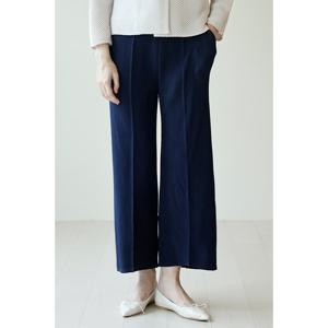 [요이츠]격자 플리츠 와이드 밴딩 팬츠 네이비_YK03WRPSL01