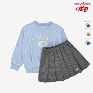 [뉴발란스키즈] NK9YF3804G(51) 라이트블루 NBgC) 라운드  스트라이프 스커트 셋업