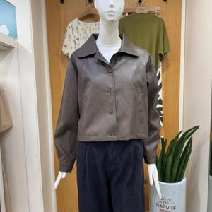 클리지 DP01 세미 크롭 카라 레자 자켓 CP7WLJ08