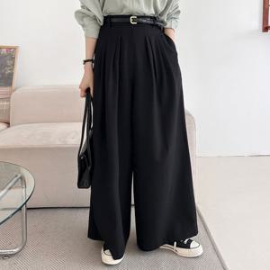 샵앤) 여성 뒷밴딩 메이플 핀턱 통 와이드 슬랙스 팬츠 NYS-WPT-4805-블랙