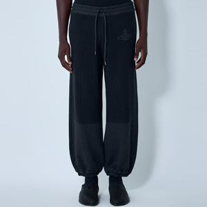 25 FW 비비안 웨스트우드 Ibiza 오브 로고 코튼 플리스 트랙 팬츠 2J01000C J00A3 N403