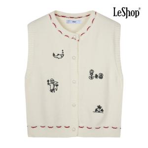 르샵  큐티 자수 볼드 버튼 니트 베스트 (BP9VT008A)