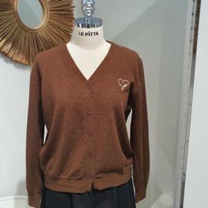 르피타 HC06 리본 자수 V넥 가디건(브라운) L253BKT951