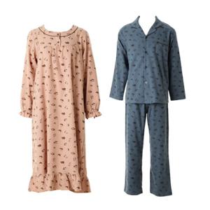 [비너스] 따뜻한 면기모 고양이 나염 커플 원피스 파자마 세트 VGN4552+VPA4552M