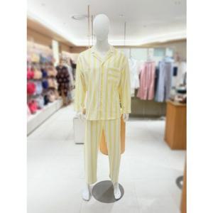 [BARBARA][AMP4612B 남자] 면 혼방 노랑 스트라이프 신축성 보온성 우수 긴팔 긴바지 남자 파자마