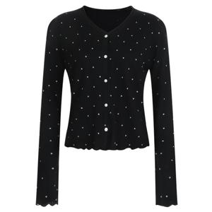 샵앤) 여성 Y단추 도트 날라리 얇은 긴팔 가디건 MSE-WCD-20792-블랙