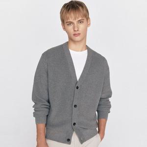 [지오다노] 남자 브이넥 스티치 단추 골지 니트 가디건 055916