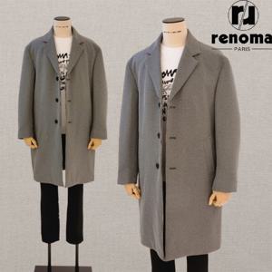FW 블랙 그레이 하운드체크 누빔안감 세미오버핏 체스터 코트 RPKMBH020AJD