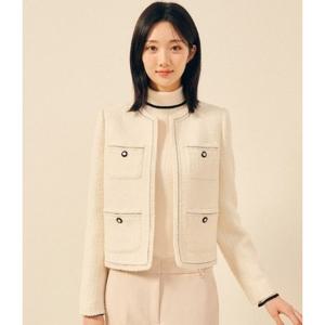 [제이제이 지고트]울 트위드 라운드넥 오픈 재킷 GPAM0JK931