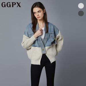 GGPX  데님 배색 컬러믹스 보카시 니트 가디건 (GOBKG025F)