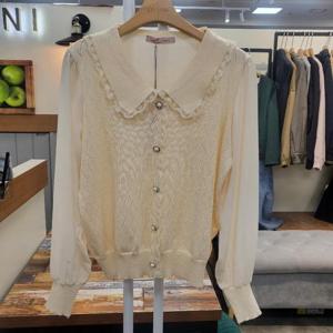 스테파니 HC03 레이스 카라 지그 니트 티셔츠 A25SW5304