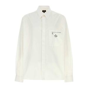 펜디 화이트 포플린 체스트 포켓 셔츠 FS1098AN08 F0QA0