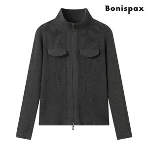 [보니스팍스(여성의류)]골지 하이넥 투웨이 집업 가디건 (XP3CK016L0)