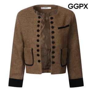 GGPX  소매 배색 오픈형 헤링본 모직 자켓 (GP9JK048F)