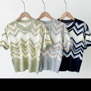 반팔 DJJ1065 티셔츠 지그재그 니트