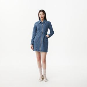 집업 데님 미니 원피스 (PR1DO281)