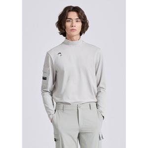 [챌린저]남성 테크핏 스트레치 모크넥 긴팔 티셔츠 라이트베이지