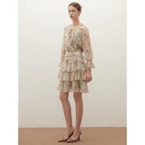 [샤틴]프린트 티어드 쉬폰 스커트/S253B357