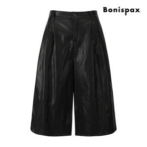 보니스팍스  모던 페이크 레더 버뮤다 팬츠 (XPAPT003M0)