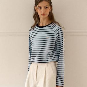 [아워호프] Heather Brushed Stripe Raglan T-shirt - Blue [H25WT-TS04-BLU]