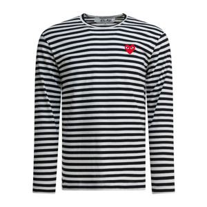 꼼데가르송 스트라이프 체스트 로고 크루넥 티셔츠 AXT1640511