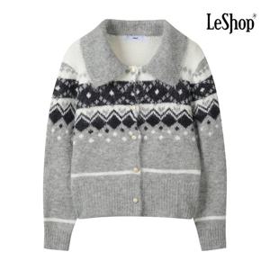 르샵  카라넥 울 터치 자가드 니트 가디건 (BPAKC015A)