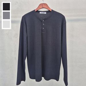 남자 간절기 골지 라운드 헨리넥 긴팔 니트 5C-KN-Q110-검정