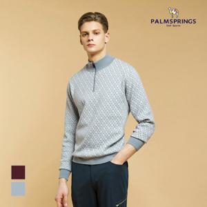 [팜스프링스] 남성 로고패턴 반집업 니트_SKZM254355