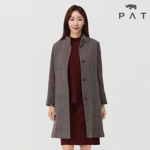 [PAT] 울혼방 하이넥 체크 코트_1I81105