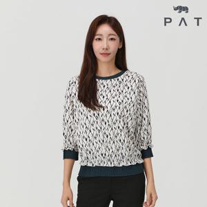 [PAT] 플리츠 주름배색 블라우스_1J62502