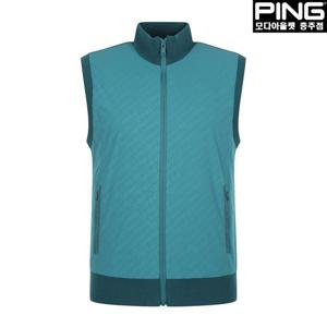 [핑]남성 우븐 패치 로고 집업 니트 베스트 111D3SV202_TQ_CJ