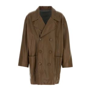 펜디 더블브레스트 브라운 나파 가죽 코트 FPJ897AQOI F1LUZ