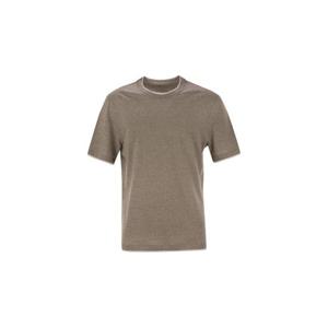 25SS 브루넬로 쿠치넬리 Crew 넥 T 셔츠 in linen 앤 코튼 저지 with Faux Layering MW8357427CLT47