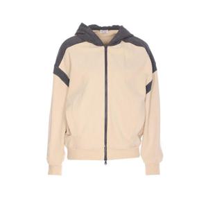 25SS 브루넬로 쿠치넬리 Smooth 코튼 fleece 탑웨어 with 집 후드 앤 Shiny Trim MN05NVE306C2869