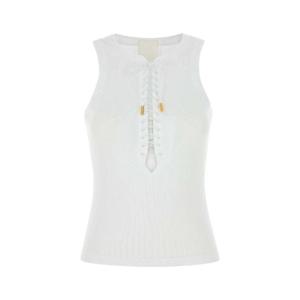 25SS Givenchy 화이트 stretch 코튼 탱크 탑 BW70F2317P100