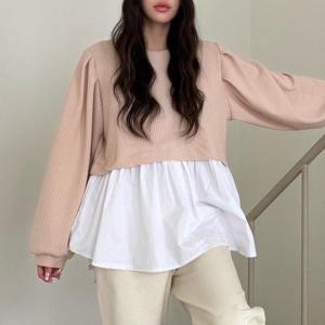 빅사이즈 510 리본셔츠니트블라우스 DLTV453