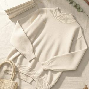 샵앤) 여성 반목 뒷트임 언발 루즈핏 니트 티셔츠 DGB-WKN-5042-아이보리