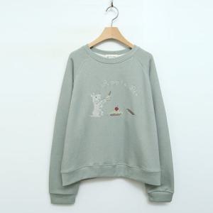 샵앤) 국산 여성 애플파이 자수 피그먼트 긴팔 맨투맨 FJ-WSH-5054-카키