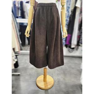 밸리걸 세이브존01 밴딩 절개 원턱 코듀로이 와이드 7부 팬츠 611161