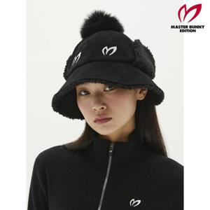 마스터바니  (421C4CP678) 여성 귀달이 폼폼 스트랩 코듀로이 버킷햇
